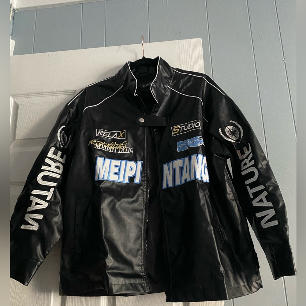 Faux moto car racing jacket